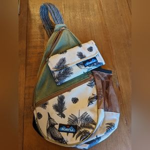 Kavu Paxton Rope Backpack in Snow Timber with matching wallet